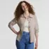 Women's Long Sleeve Waffle Collared Shacket, alternative image