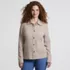 Women's Long Sleeve Waffle Collared Shacket, Front