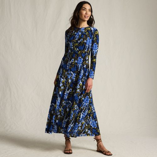 Women's Silky Knit Ruched Maxi Dress, Front