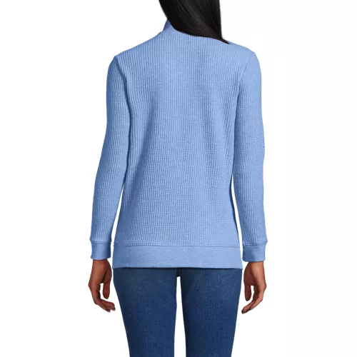 Women's Long Sleeve Waffle Quarter Zip Pullover, Back