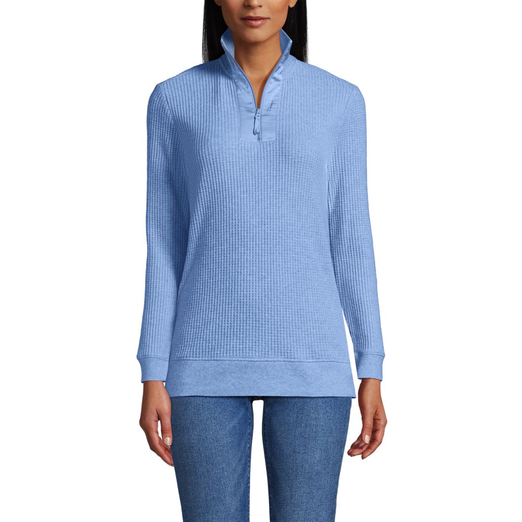 Women's Long Sleeve Waffle Quarter Zip Pullover