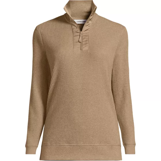 Women's Long Sleeve Waffle Quarter Zip Pullover - primary