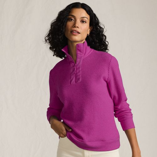  Lands' End Waffelstrick-pullover Mit Reißverschluss, Damen, Größe:40-42 Regular, Pink, Baumwoll-mischung/polyester-mischung, By Lands' End 