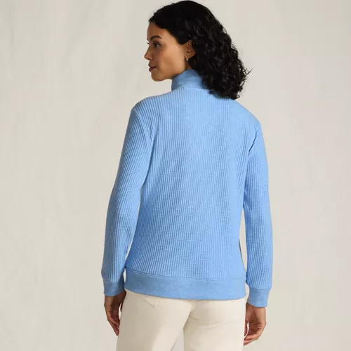 Women's Long Sleeve Waffle Quarter Zip Pullover, Back