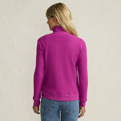  Lands' End Waffelstrick-pullover Mit Reißverschluss, Damen, Größe:40-42 Regular, Pink, Baumwoll-mischung/polyester-mischung, By Lands' End 