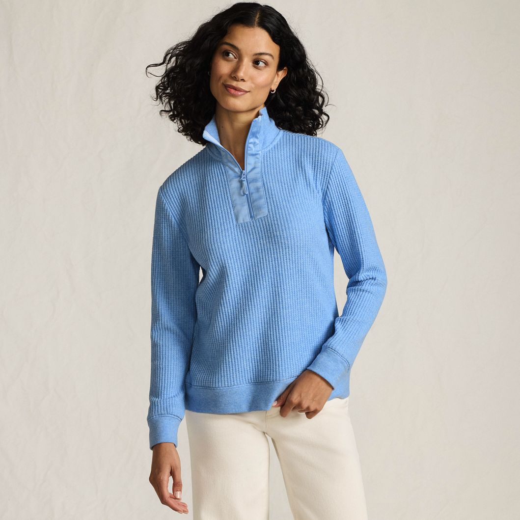 Women's Long Sleeve Waffle Quarter Zip Pullover