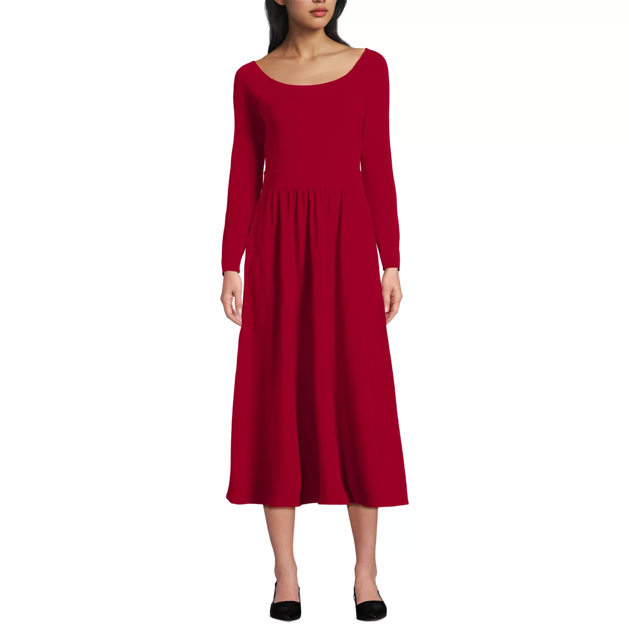 Women's Cotton Modal Off Shoulder Midi Dress