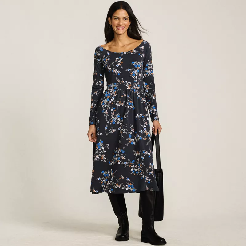 Women's Cotton Modal Off Shoulder Midi Dress, alternative image