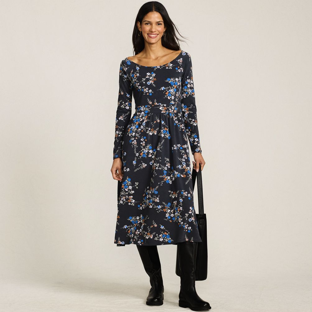 Women's Cotton Modal Off Shoulder Midi Dress | Lands' End