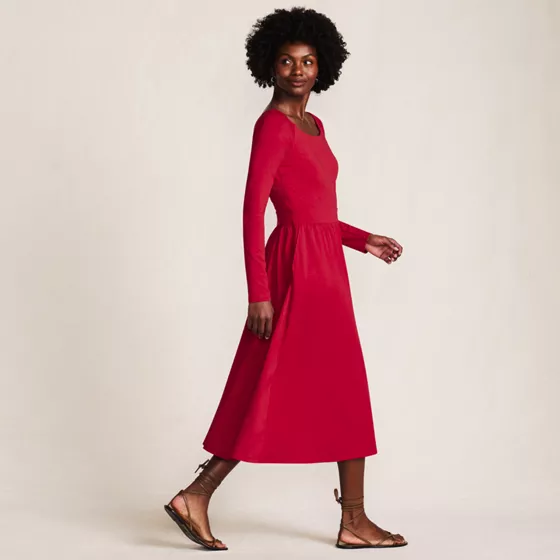 Women's Cotton Modal Off Shoulder Midi Dress - primary