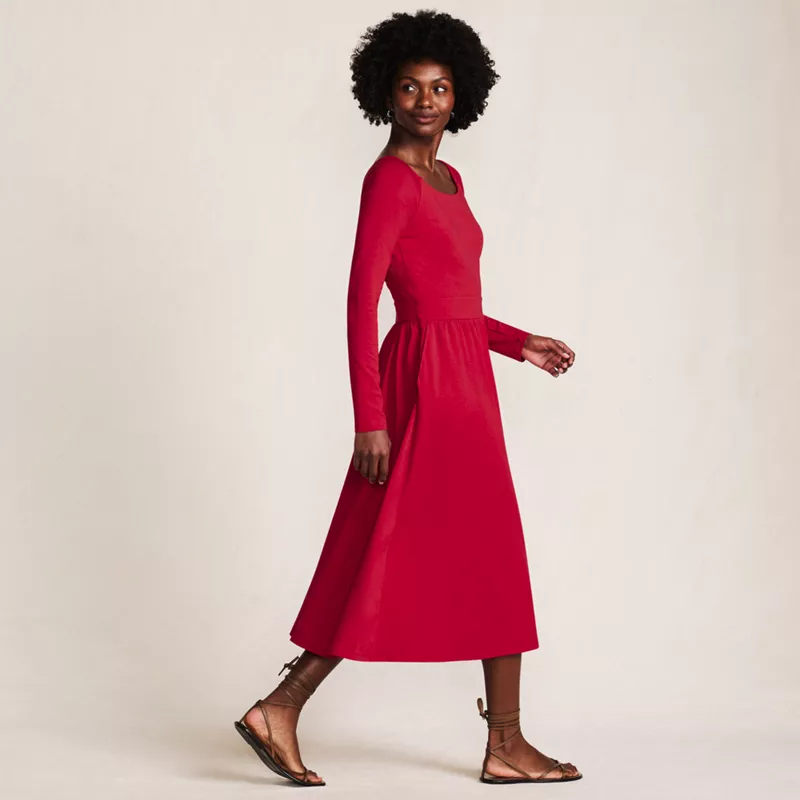 Women's Cotton Modal Off Shoulder Midi Dress, alternative image
