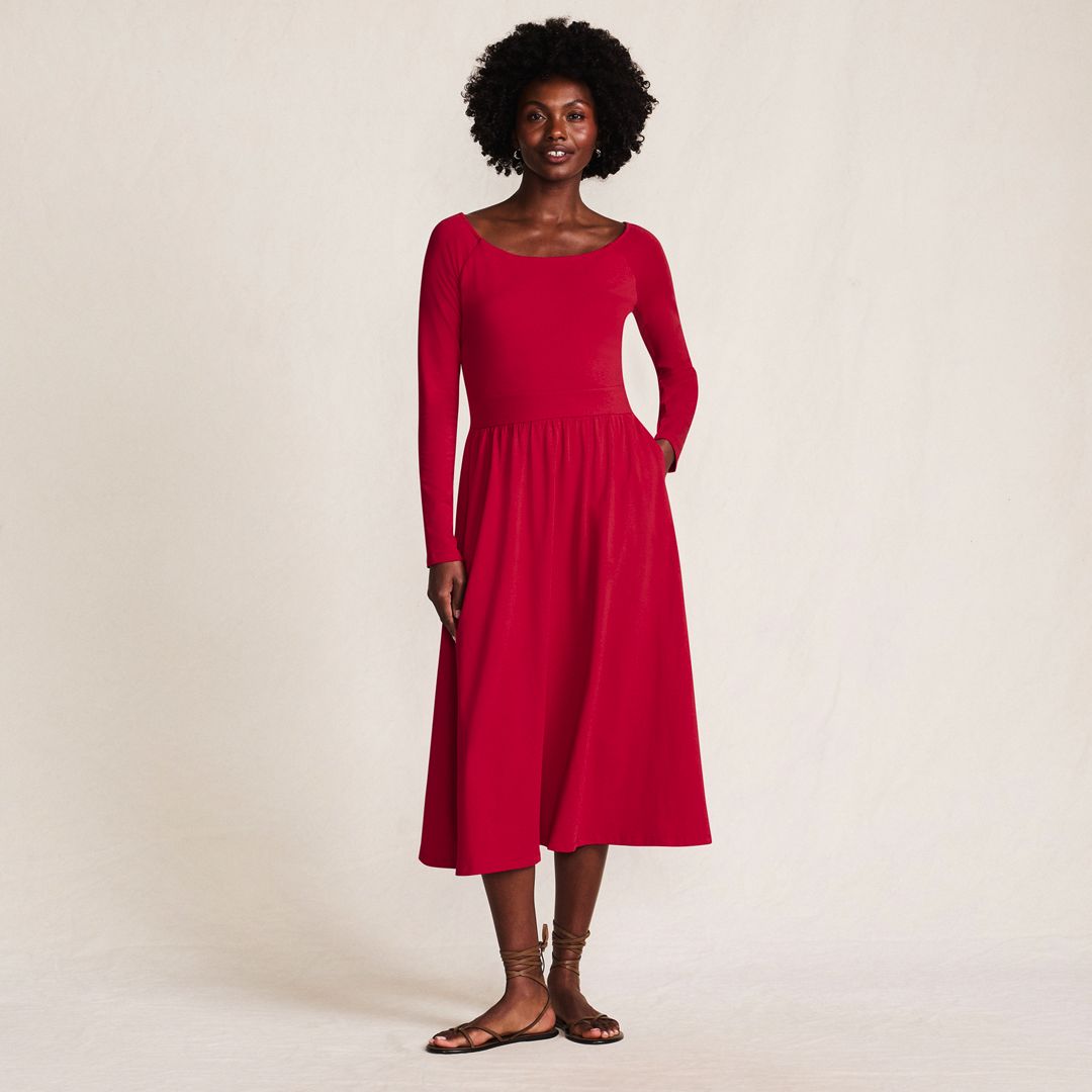 Women's Cotton Modal Off Shoulder Midi Dress