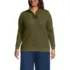 Women's Plus Size Long Sleeve Waffle Quarter Zip Pullover, Front