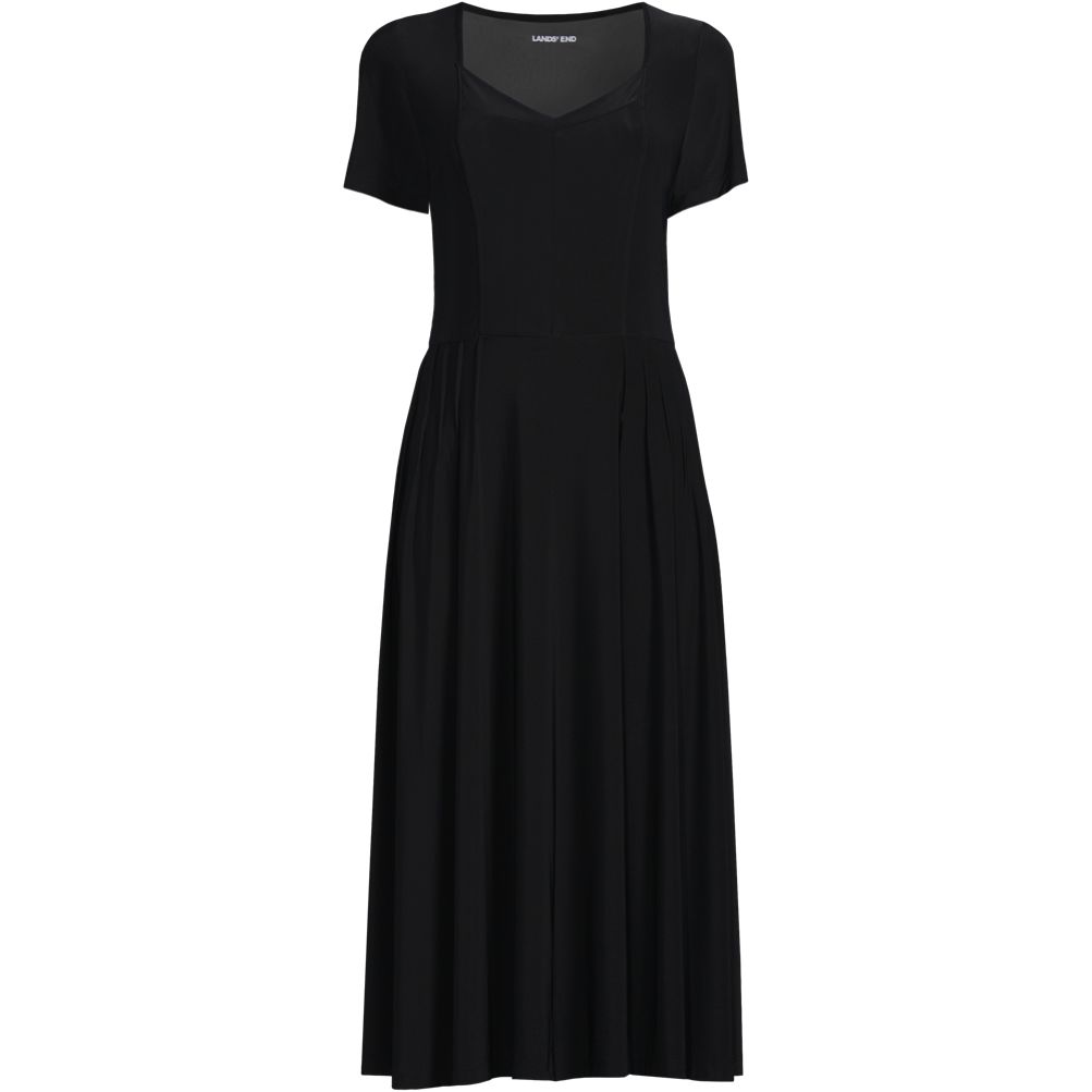 black dress with white pleats Black Top & White Pleated Midi Skirt Set