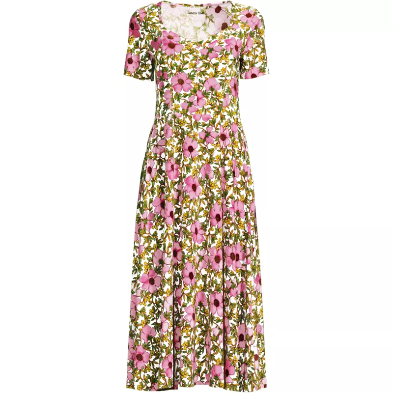 Women's Plus Size Silky Knit Sweetheart Midi Dress, Front