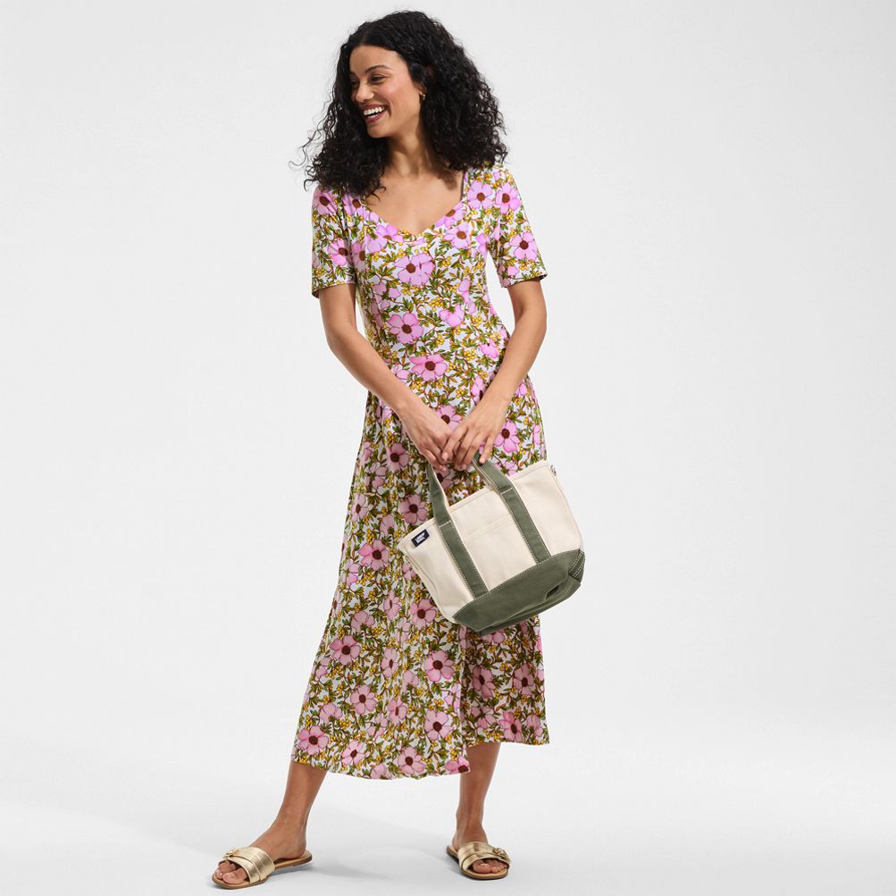 Women's Silky Knit Sweetheart Midi Dress | Lands' End