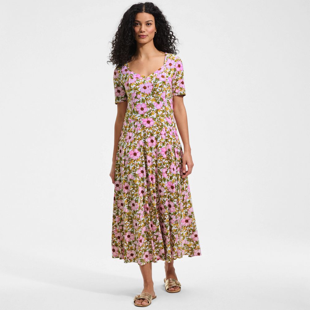 Lands' End Women's Silky Knit Sweetheart Midi Dress