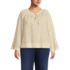 Women's Plus Size Voile Tie Neck Poet Blouse, Front