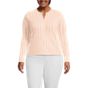 Women's Cotton Pointelle Satin Trim Cardigan Sweater