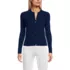 Women's Cotton Pointelle Satin Trim Cardigan Sweater, Front