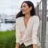 Women's Cotton Pointelle Satin Trim Cardigan Sweater, alternative image