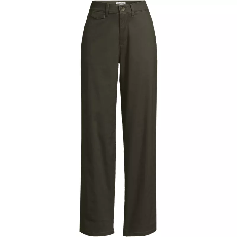 Women's Plus Size Chino High Rise Rail Straight Leg Pants, Front