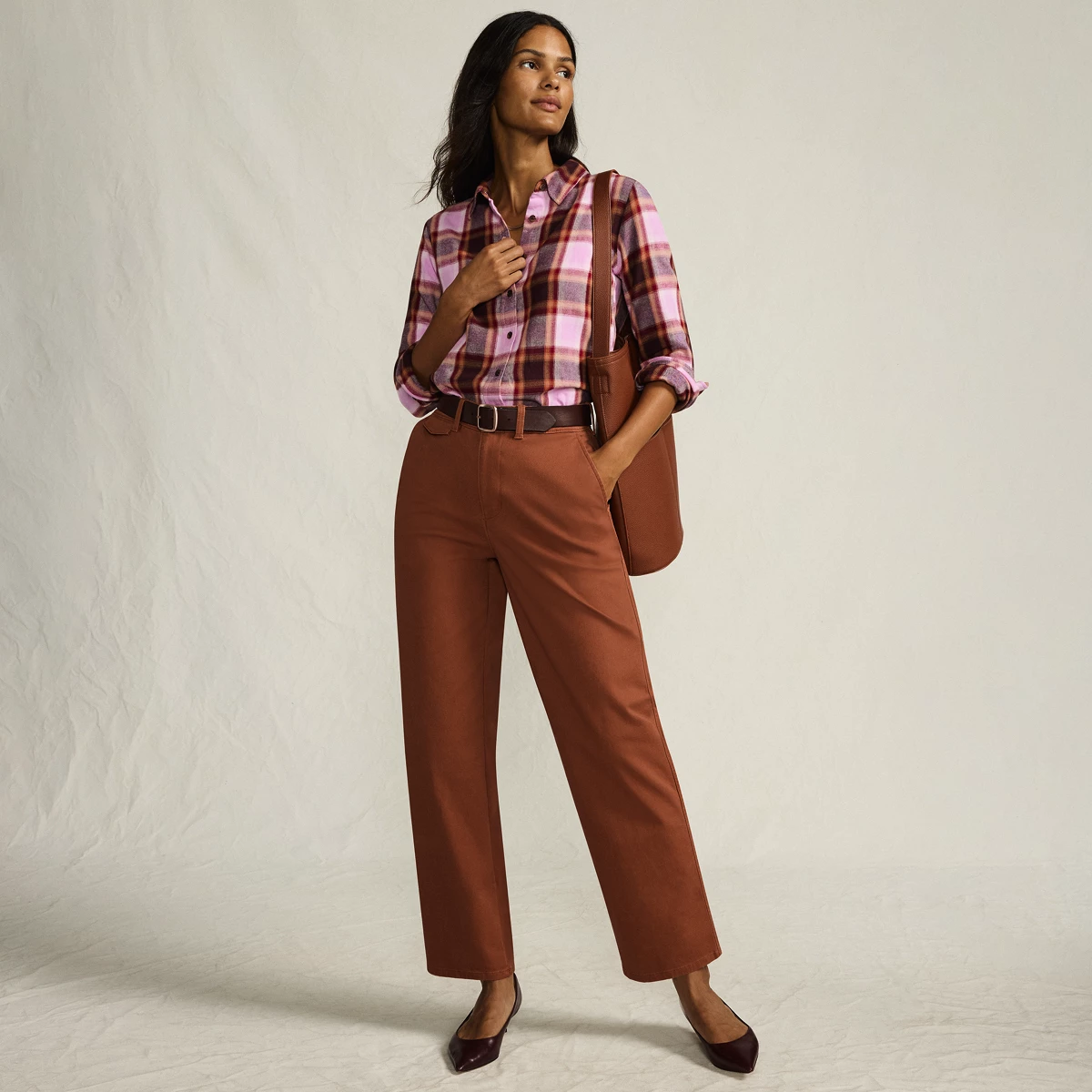 Women's Tall Chino High Rise Rail Straight Leg Pants — Rich Ginger Brown by Lands' End
