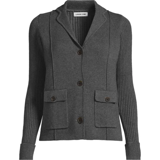Women's Plus Size Drifter Ribbed Collared Blazer Sweater - primary