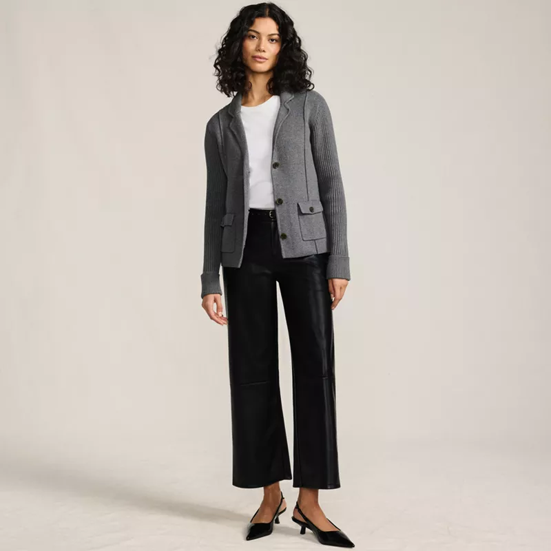 Women's Drifter Ribbed Collared Blazer Sweater, alternative image