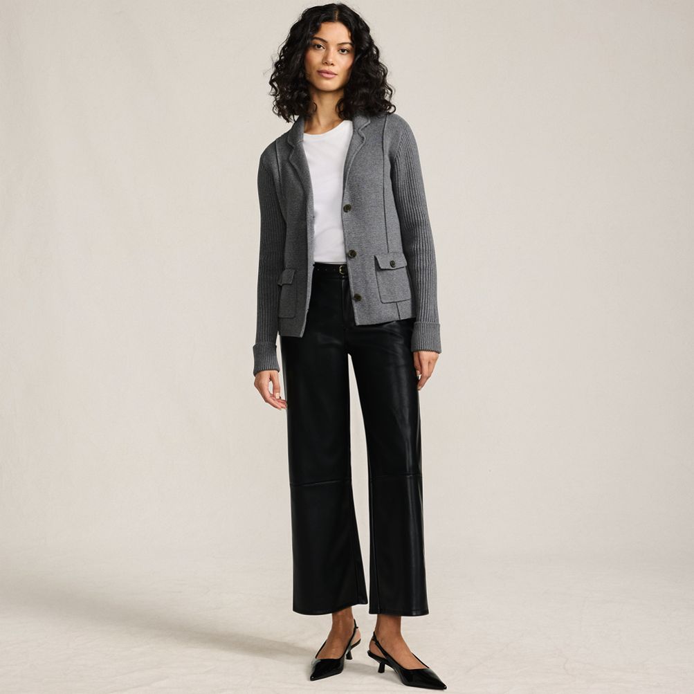Women's Drifter Ribbed Collared Blazer Sweater | Lands' End