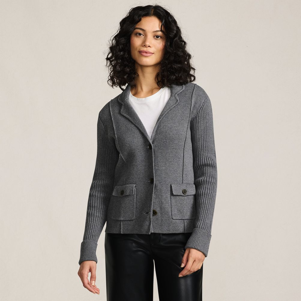 Women's Drifter Ribbed Collared Blazer Sweater | Lands' End