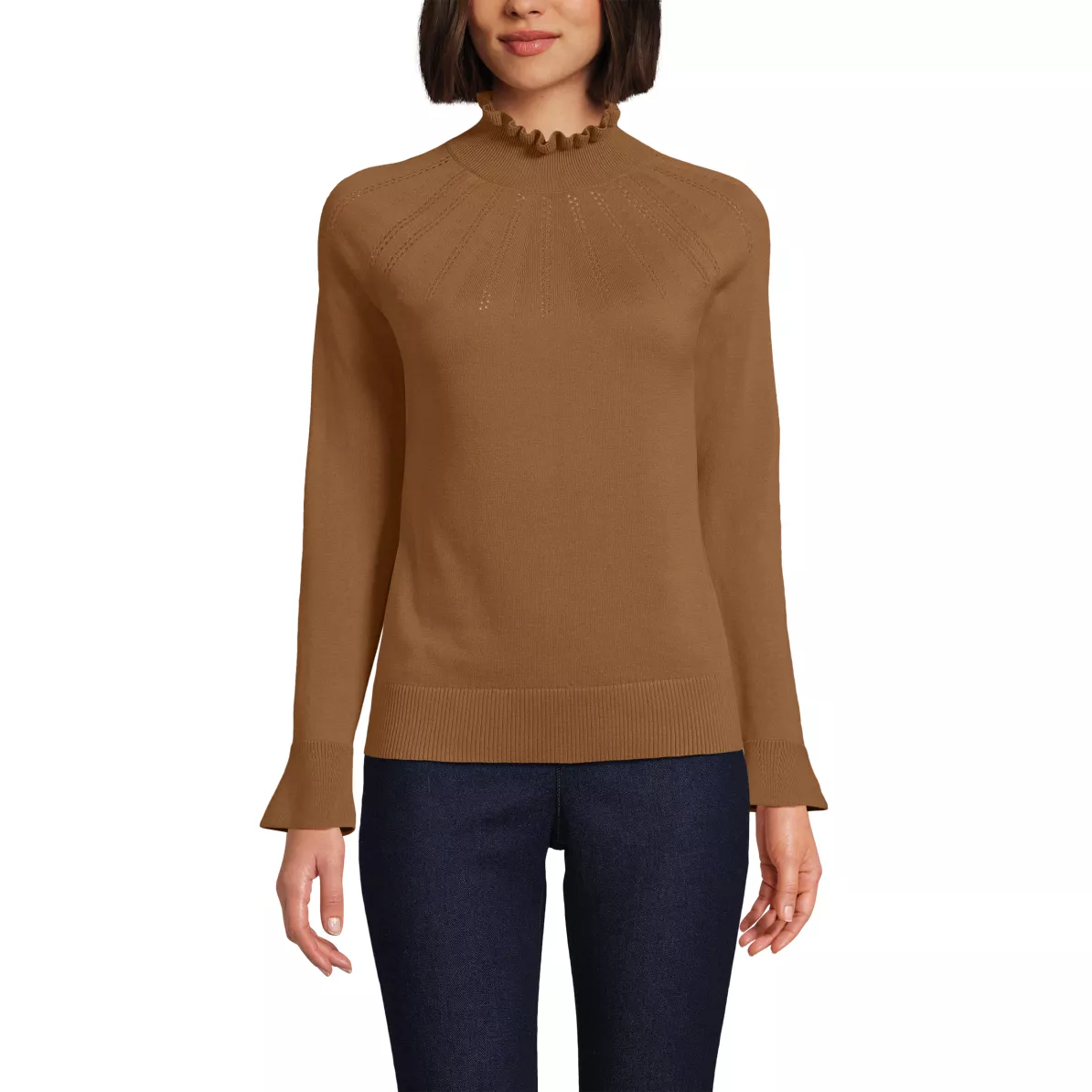 Women's Cotton Pointelle Turtleneck Sweater
