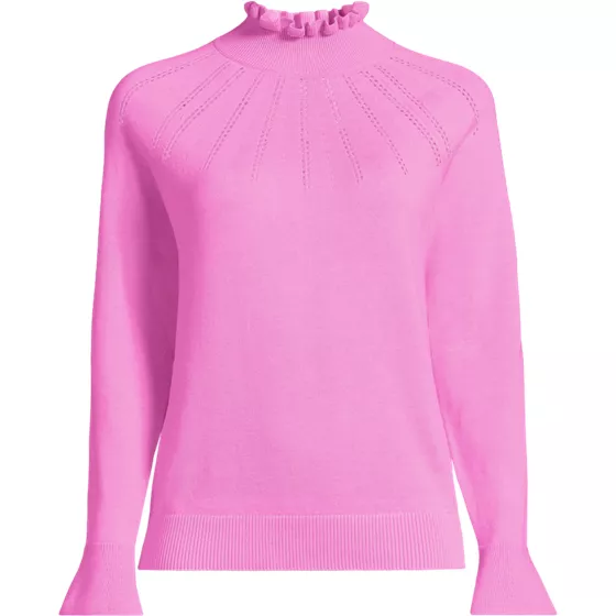 Women's Plus Size Cotton Pointelle Turtleneck Sweater - primary