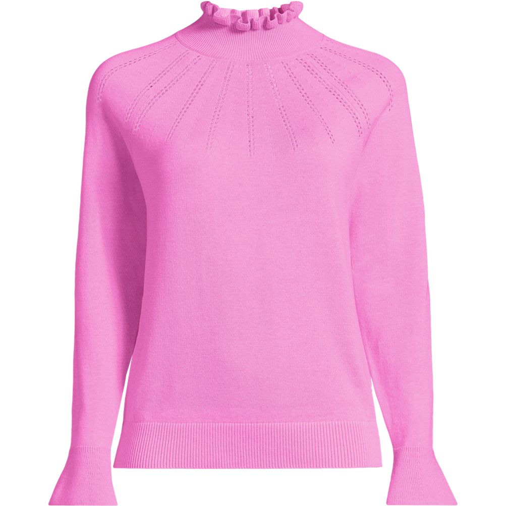 Women's Cotton Pointelle Turtleneck Sweater | Lands' End