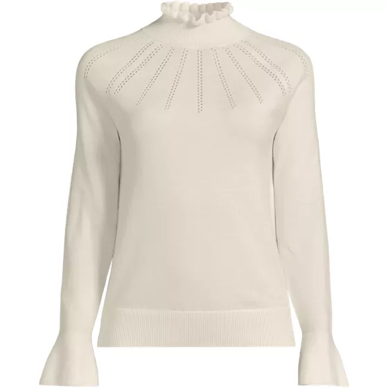 Women's Cotton Pointelle Turtleneck Sweater - primary