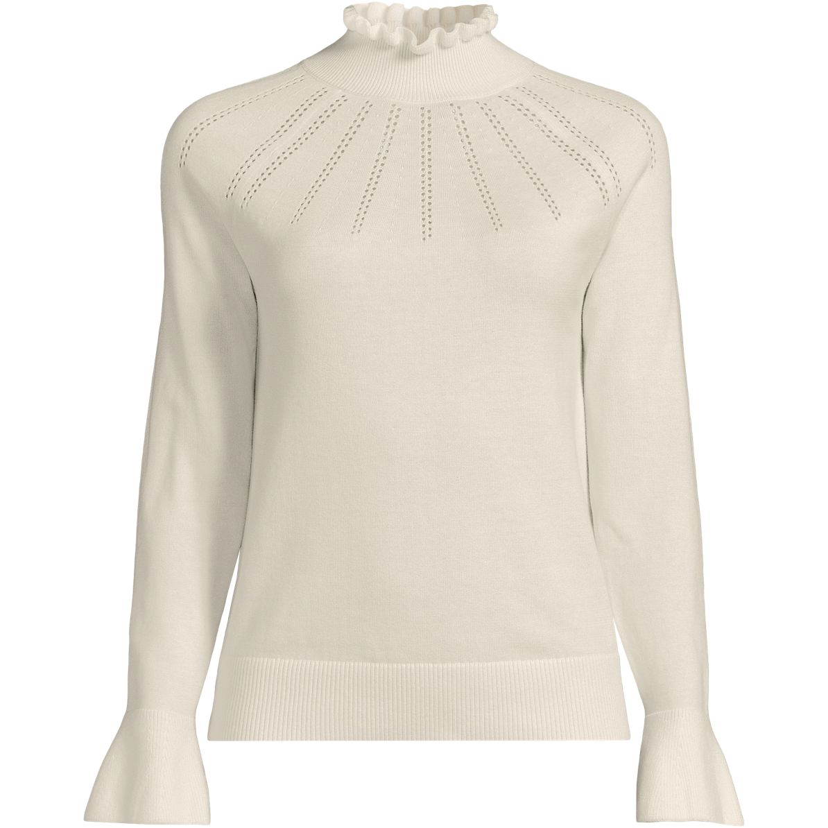 Women's Cotton Pointelle Turtleneck Sweater