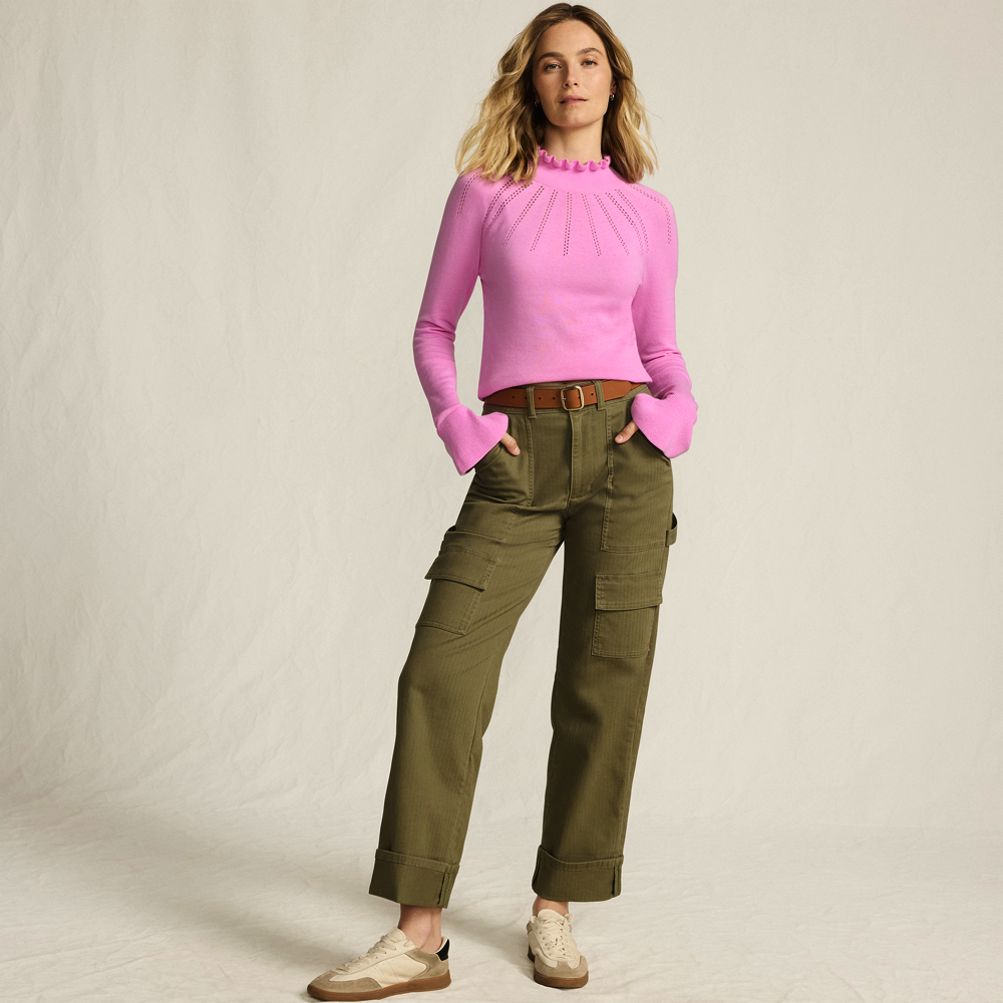 Women's Cotton Pointelle Turtleneck Sweater Lands' End