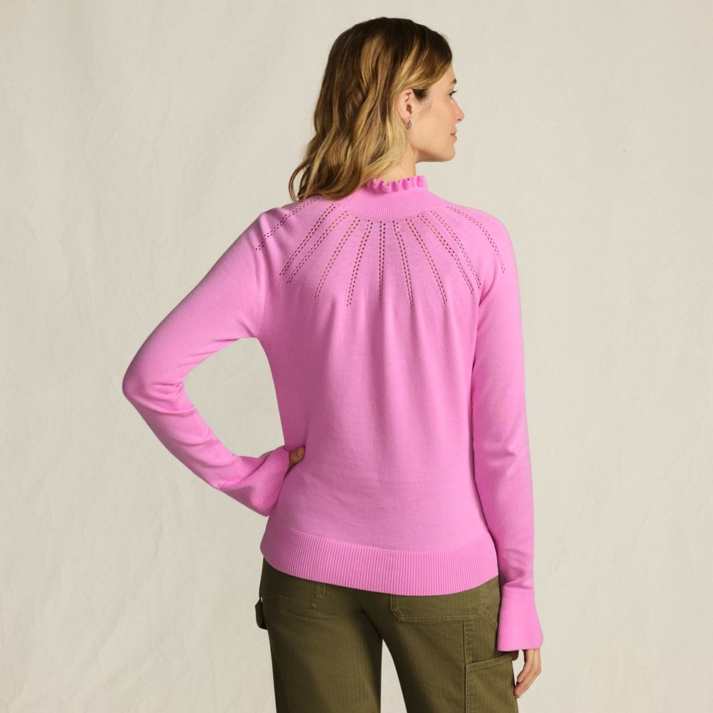 ミ*ん様 Lands' End ピンク セーター Women's Cotton Pointelle Turtleneck Sweater | Lands' End