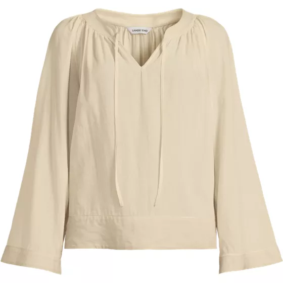 Women's Plus Size Voile Tie Neck Poet Blouse - primary