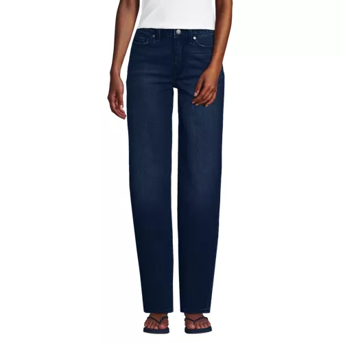 Women's Soft Denim Mid Rise Relaxed Straight Leg Jeans, Front