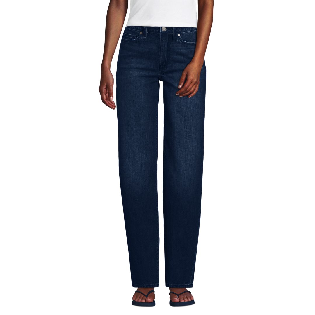 Women's Soft Denim Mid Rise Relaxed Straight Leg Jeans