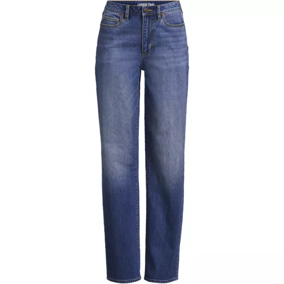 Women's Plus Size Soft Denim Mid Rise Relaxed Straight Leg Jeans - primary