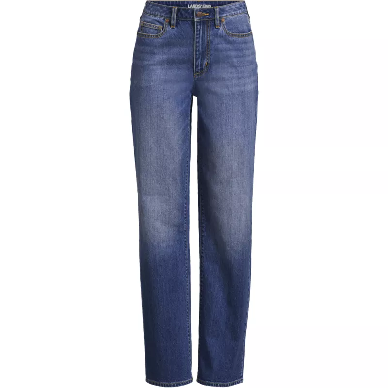 Women's Plus Size Soft Denim Mid Rise Relaxed Straight Leg Jeans, Front