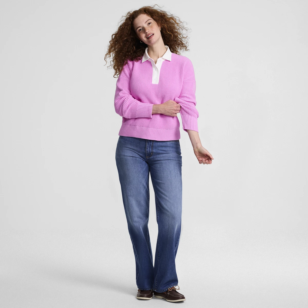 Women's Tall Soft Denim Mid Rise Relaxed Straight Leg Jeans — Indigo Tide Blue by Lands' End