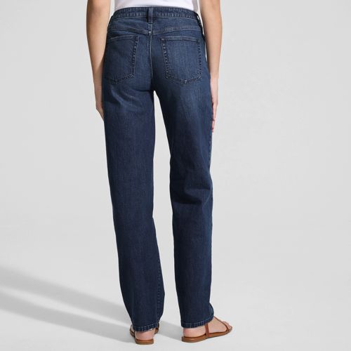  Lands' End Soft Denim Relaxte Straight Fit Jeans Mid Waist, Damen, Größe:46 Regular, Blau, Elasthan/baumwoll-mischung, By Lands' End 