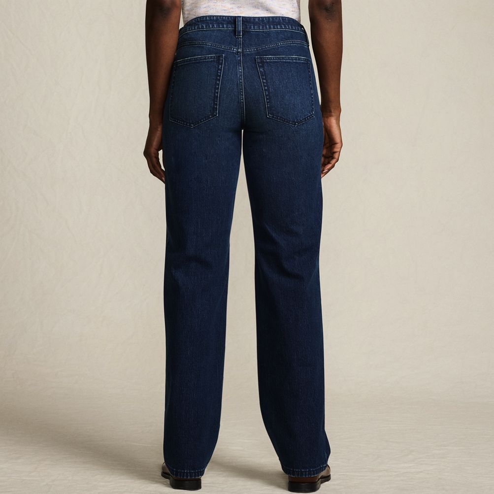 Women's Soft Denim Mid Rise Relaxed Straight Leg Jeans | Lands' End