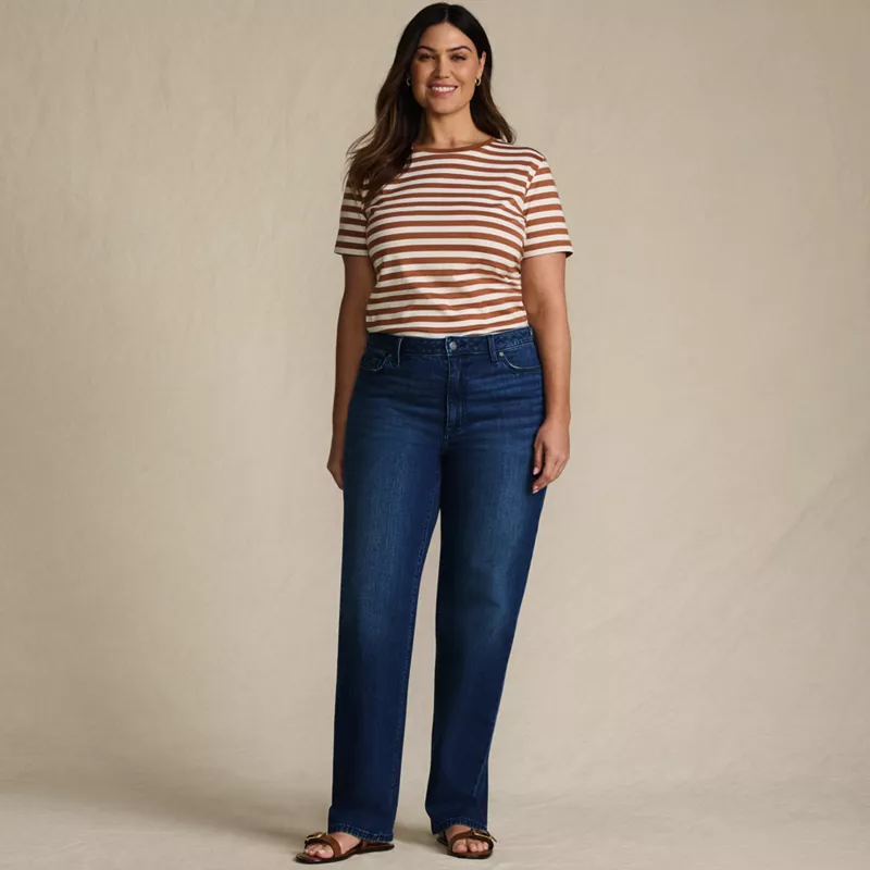 Women's Plus Size Soft Denim Mid Rise Relaxed Straight Leg Jeans, alternative image