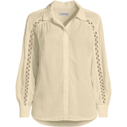 Women's Voile Shirred Trim Insert Shirt, Front
