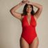 Women's Plus Size SlenderSuit Halter Ruched Plunge High Leg One Piece Swimsuit, alternative image