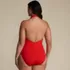 Women's Plus Size SlenderSuit Halter Ruched Plunge High Leg One Piece Swimsuit, Back